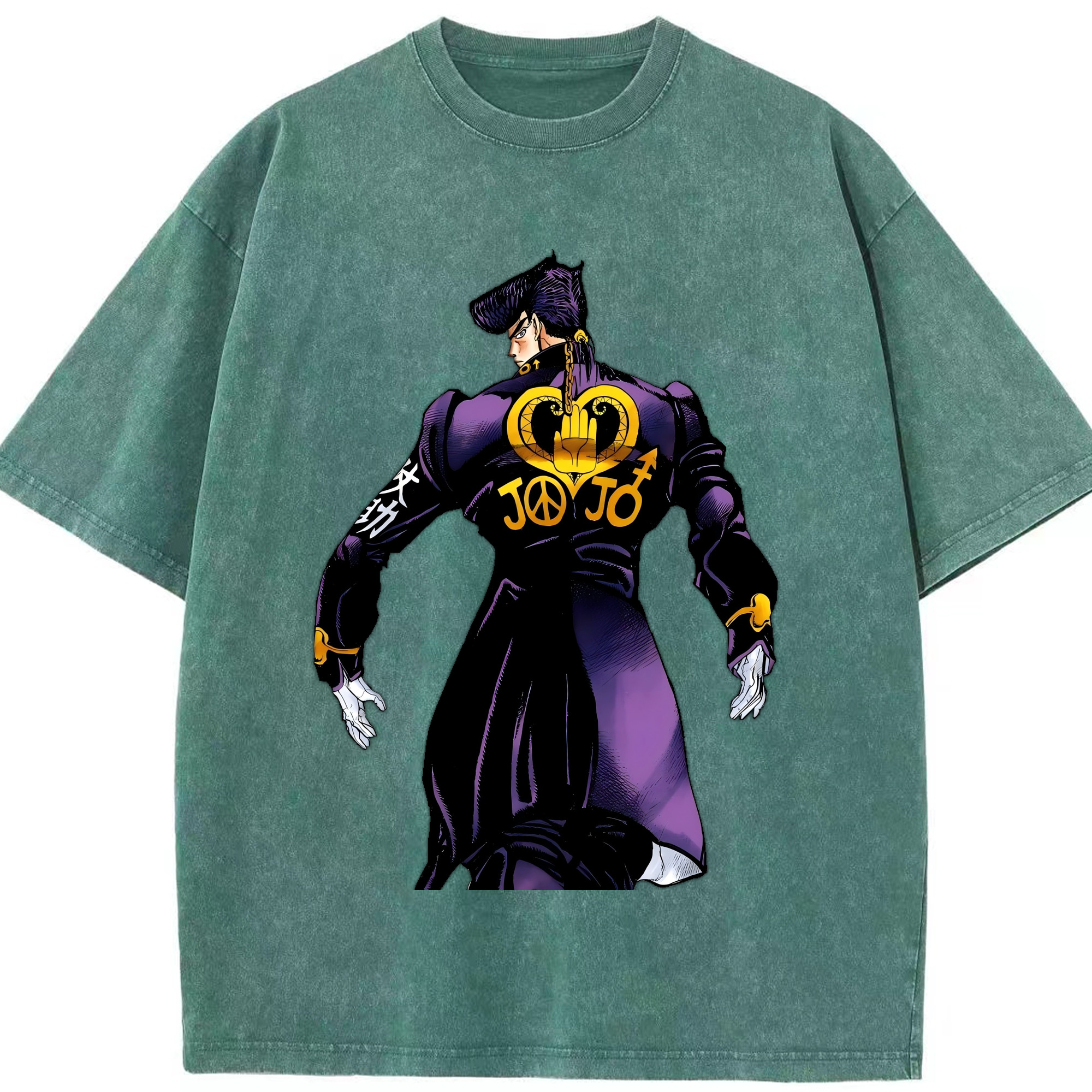 （画像用） ジョジョの奇妙な冒険 ひがしかた じょうすけ JoJo's Bizarre Adventure Higashikata Josuke 綿100% ヴィンテージ風 半袖Tシャツ（フロントプリント）